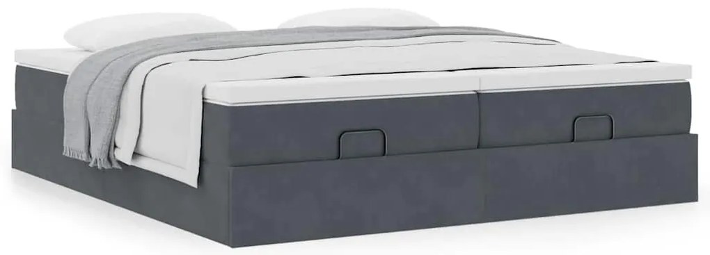 Estrutura cama otomana colchões 160x200 cm cinzento escuro