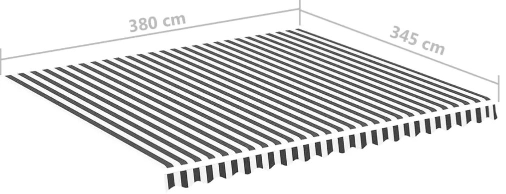 Tecido de substituição para toldo 4x3,5 m antracite e branco