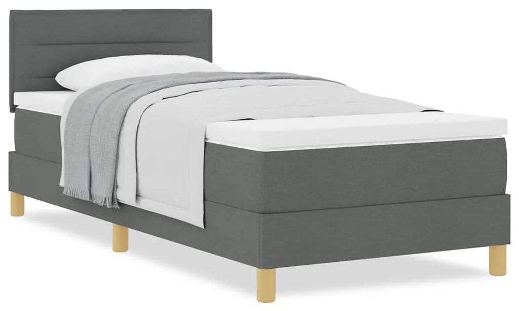 Cama Box Spring com Colchão Cinza Escuro 100x200 cm Tecido
