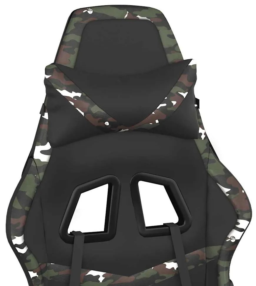 Cadeira gaming massagens apoio pés couro artif preto/camuflagem