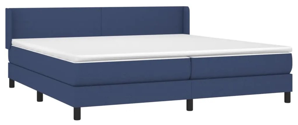 Cama com molas/colchão 200x200 cm tecido azul