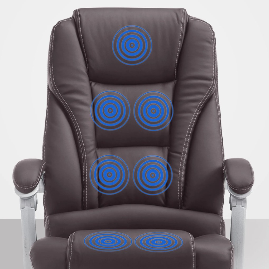 Cadeira de escritório Pacific com função de massagem em couro sintético castanho