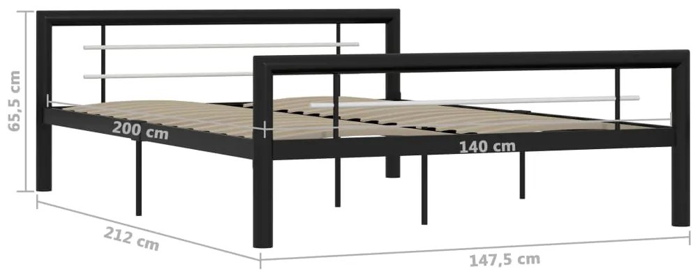 Estrutura de cama 140x200 cm metal preto e branco