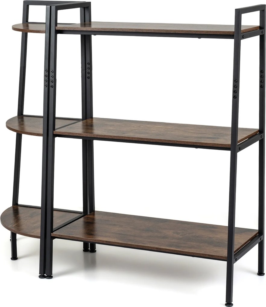 Conjunto de 2 Estantes de Arrumação Retangular e de Canto, 80 x 40 x 111 cm, Estrutura Metálica Resistente, castanho
