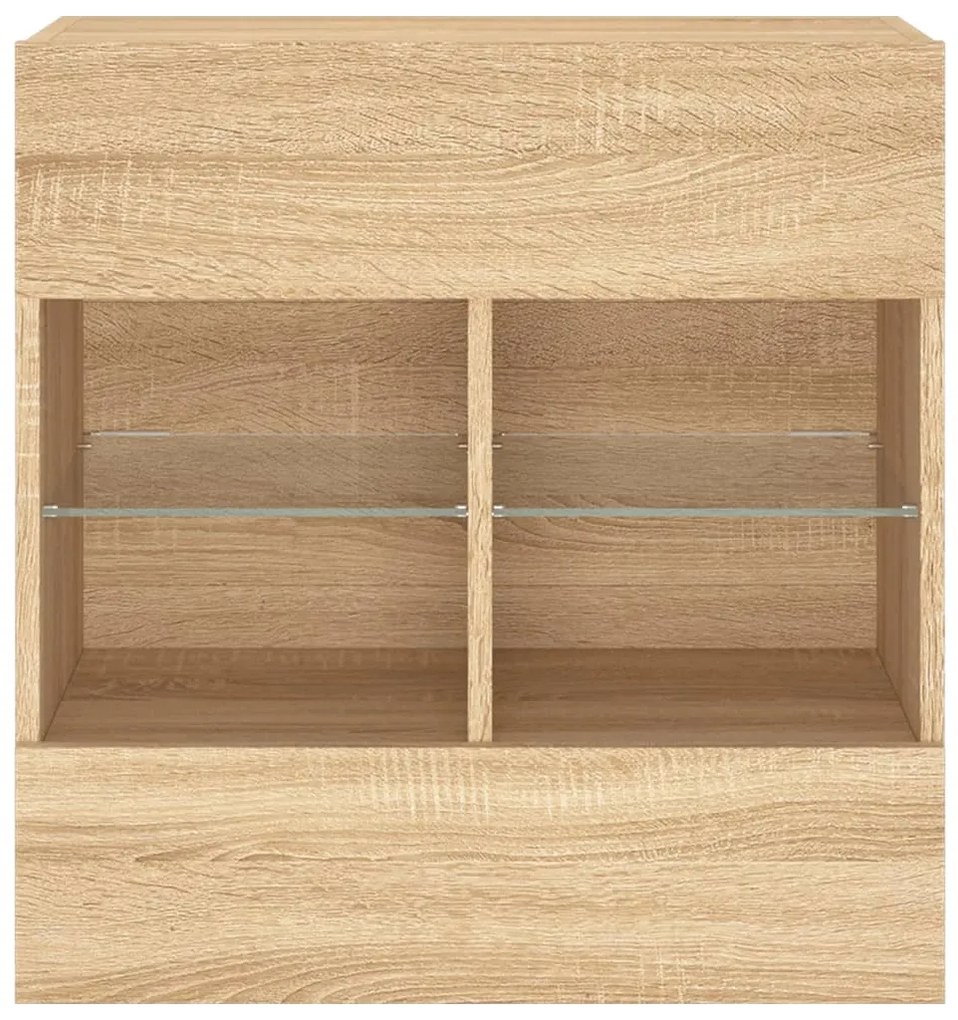 Móvel parede p/ TV c/ luzes LED 58,5x30x60,5cm carvalho sonoma