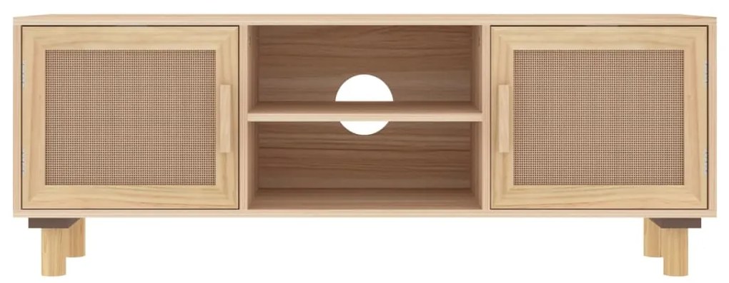 Móvel de TV 105x30x40 cm pinho maciço/vime natural castanho