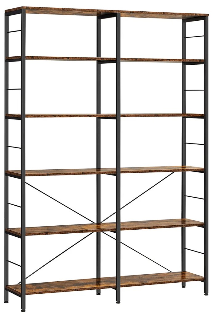 Estante prática para livros com várias prateleiras | VASAGLE | 120 x 30 x 172,5 cm | preto|retro | LLS114B01.