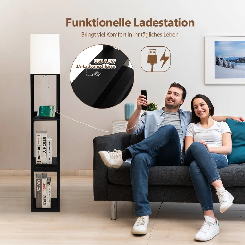 Estante elegante com luminária 2 em 1