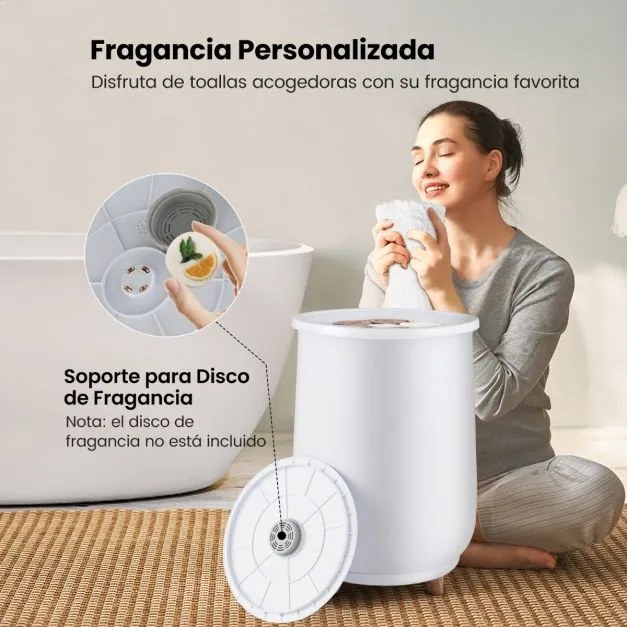 Aquecedor de Toalhas em Cubo 20L com 3 níveis de aquecimento, temporizador e desligamento automático Branco
