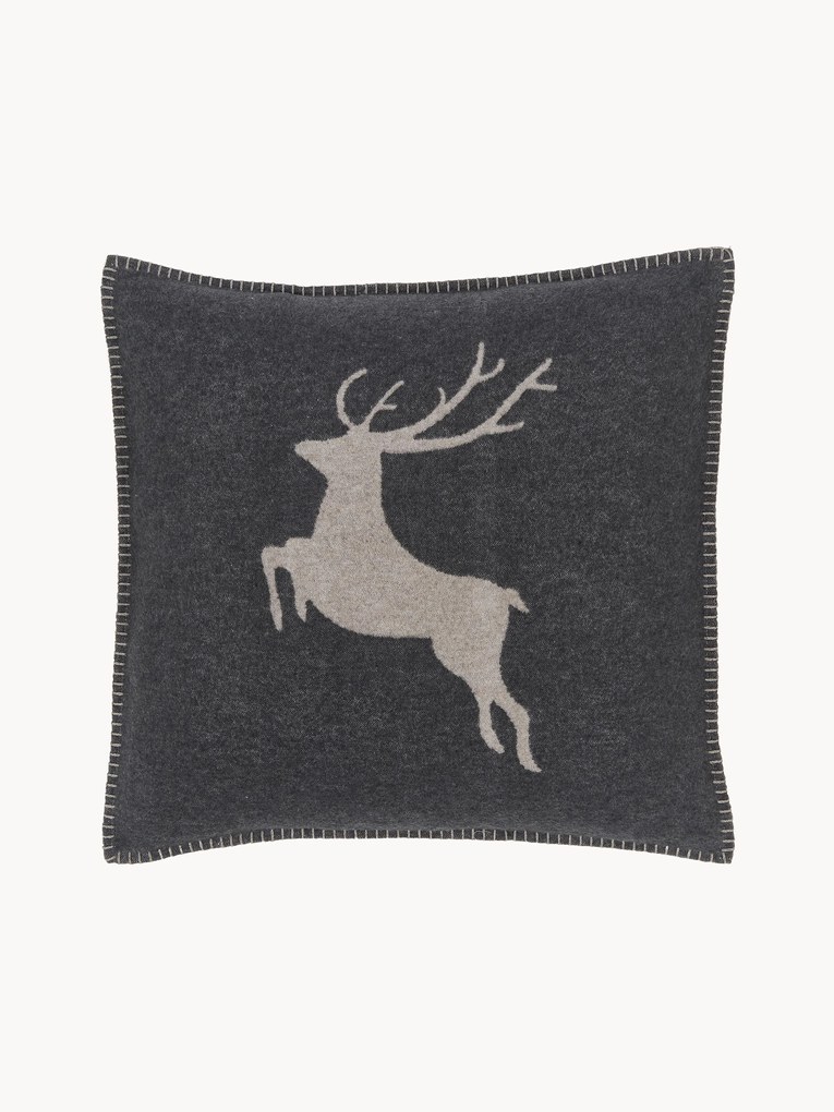 Soft fleece cushion cover Sylt with deer motif