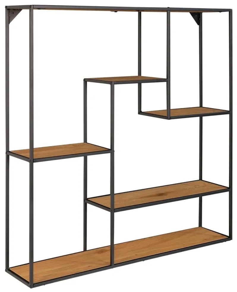 442762 House Nordic Prateleira de parede Avery 85x18x85 cm carvalho e preto