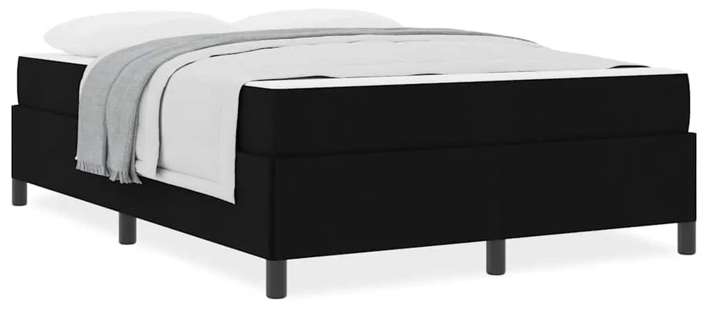 Cama Box Preto 140 x 200 cm Tecido, Madeira de Engenharia