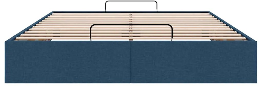 Estrutura de cama otomana sem colchão 140x190 cm tecido azul