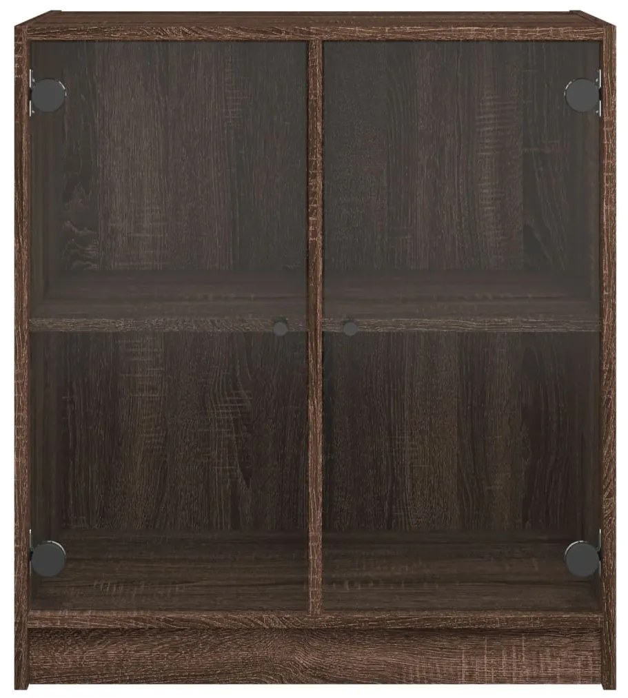 Armário de apoio c/ portas vidro 68x37x75,5cm carvalho castanho