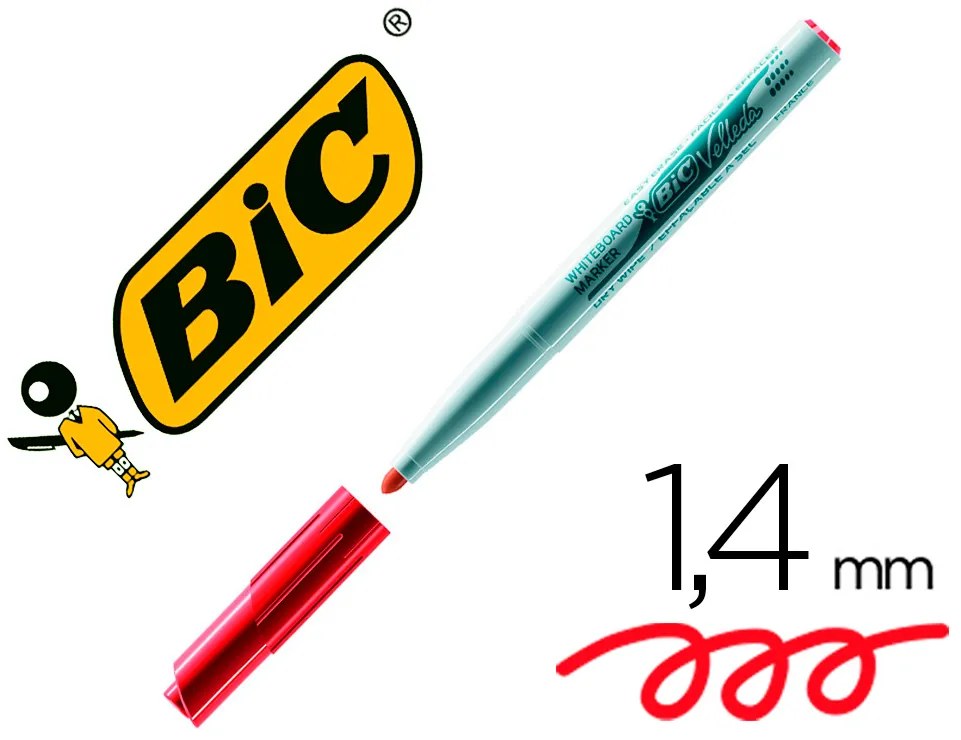 Marcador Bic Velleda para Quadro Branco - Vermelho Ponta Redeodnda