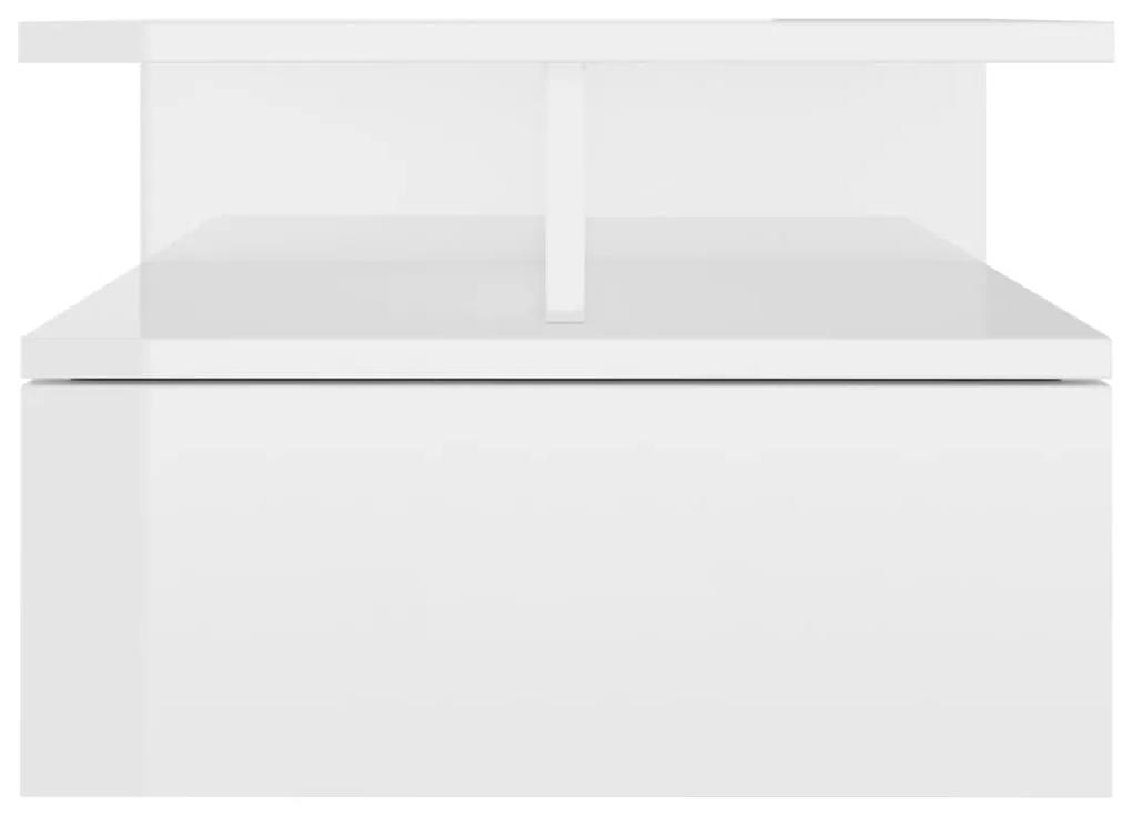 Mesa cabeceira suspensa 40x31x27 cm contrapl. branco brilhante