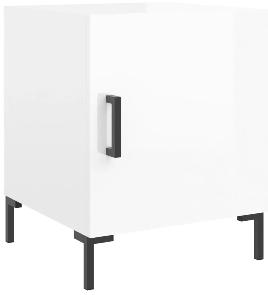 Mesa cabeceira 2pcs 40x40x50cm deriv. madeira branco brilhante