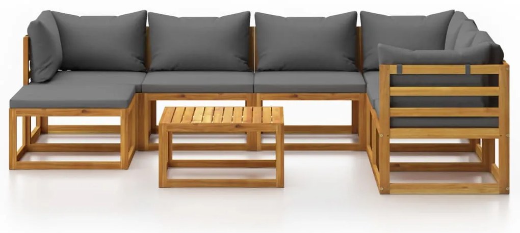 8 pcs conjunto lounge de jardim com almofadões acácia maciça