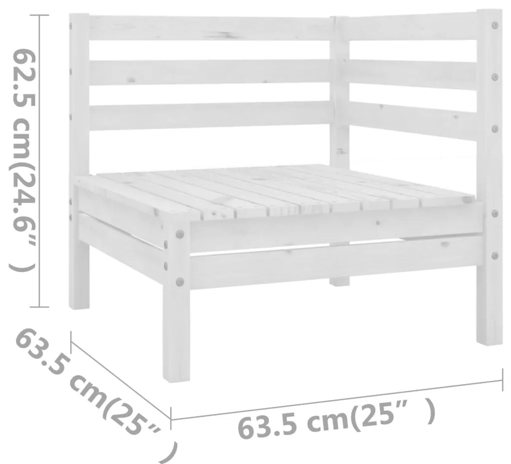 3 pcs conjunto lounge de jardim pinho maciço branco