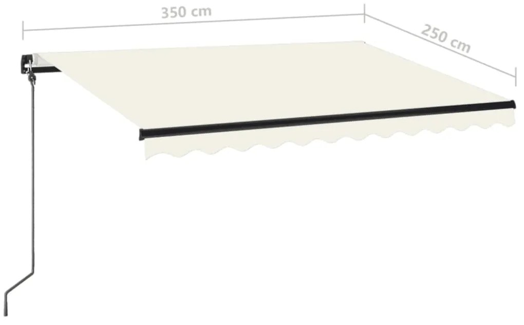 Toldo retrátil manual com LED 350x250 cm cor creme