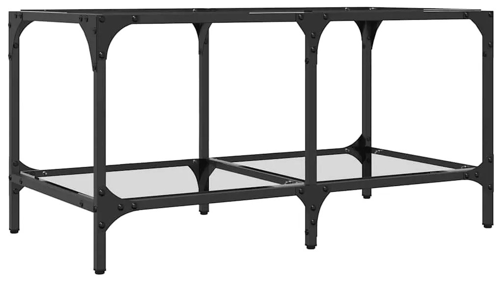 Mesa de centro c/ topo em vidro transparente 78,5x40x40 cm aço