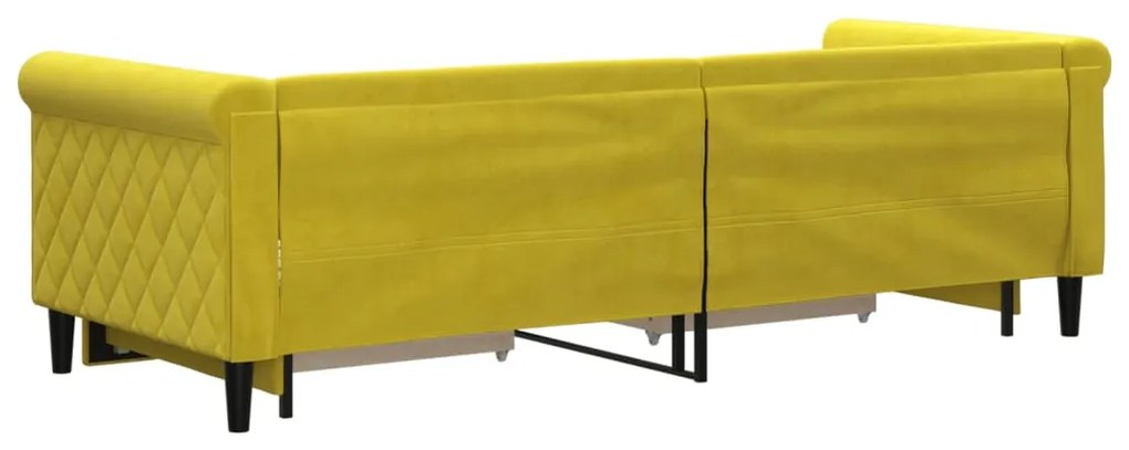 Sofá-cama com gavetão e gavetas 80x200 cm veludo amarelo