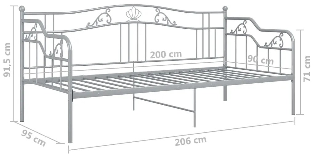 Sofá-cama 90x200 cm metal cinzento