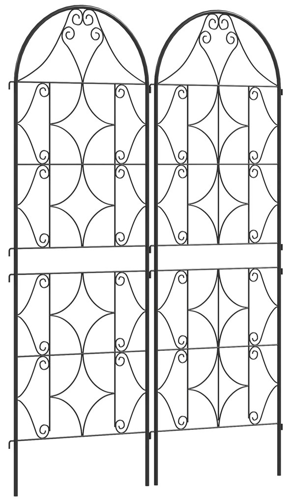 Outsunny Suporte para Plantas Trepadeiras com Padrão Conjunto de 2 Treliços de Jardim Vinhas Flores Legumes Metal 50x150 cm Preto | Aosom Portugal
