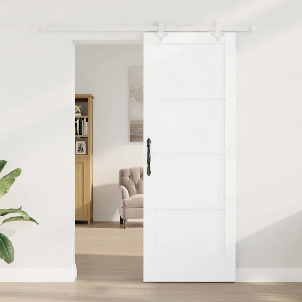 Porta Deslizante vidaXL com Conjunto de Hardware Branco 78x211 cm Made
