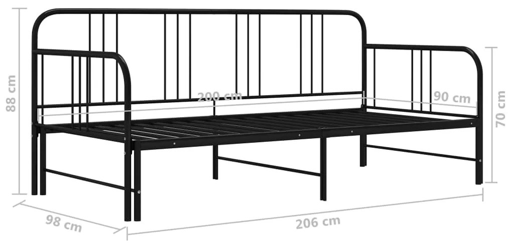 Estrutura sofá-cama de puxar 90x200 cm metal preto