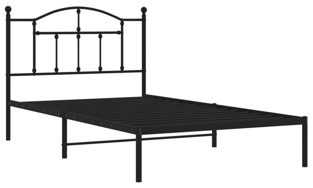 Estrutura de cama com cabeceira 100x200 cm metal preto