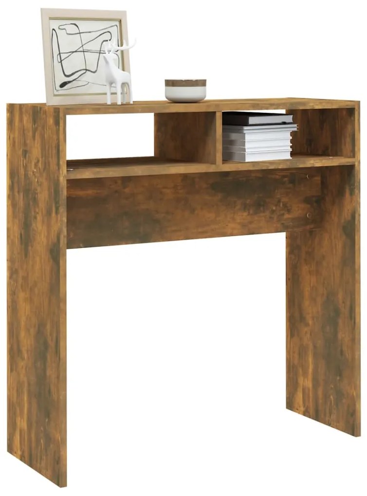 Mesa consola 78x30x80 cm derivados de madeira carvalho fumado