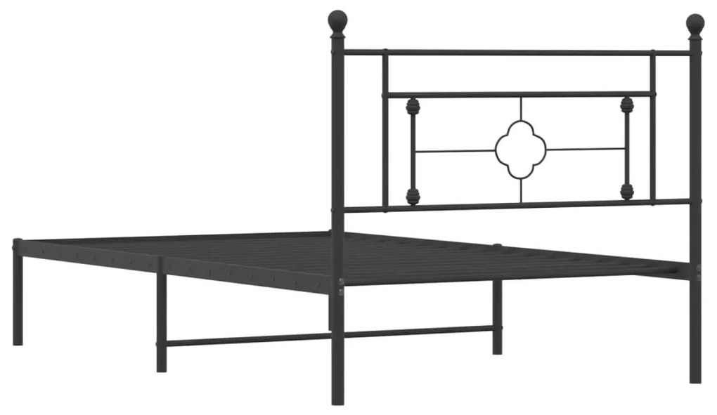 Estrutura de cama com cabeceira 107x203 cm metal preto