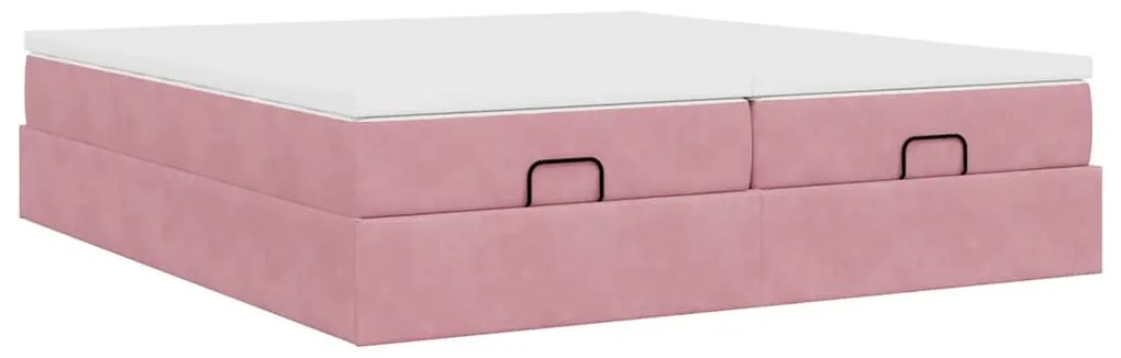 Estrutura de cama otomana com colchões 180x200 cm veludo rosa