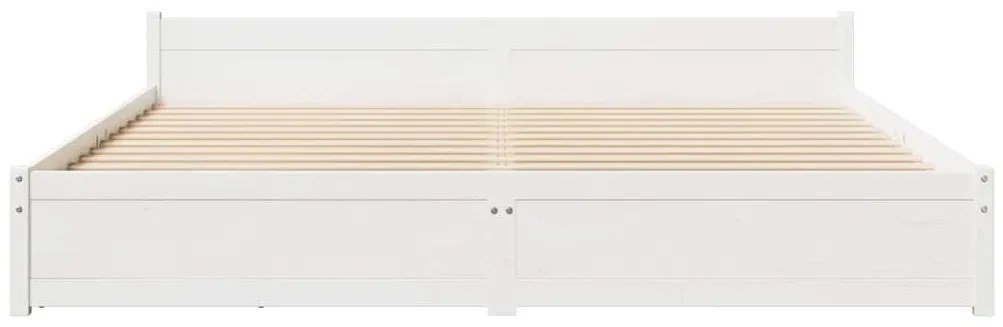 Cama sem colchão 200x200 cm madeira de pinho maciça branco
