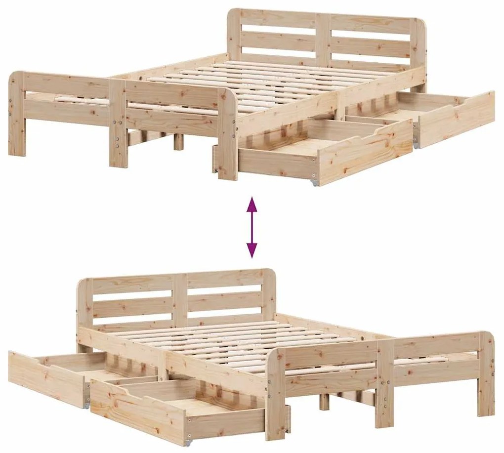 Cama sem colchão 120x190 cm madeira de pinho maciça