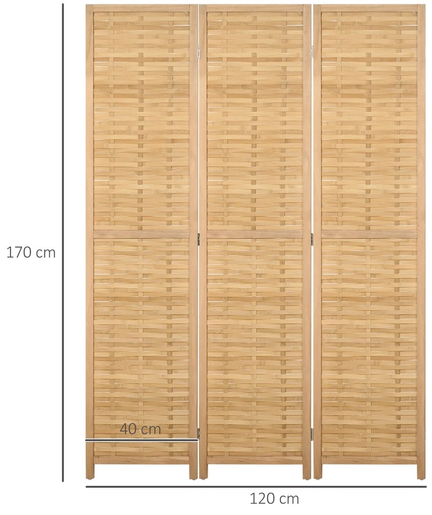 Biombo de 3 Paineis Separador de Ambientes Dobrável 120x1,8x170 cm Div