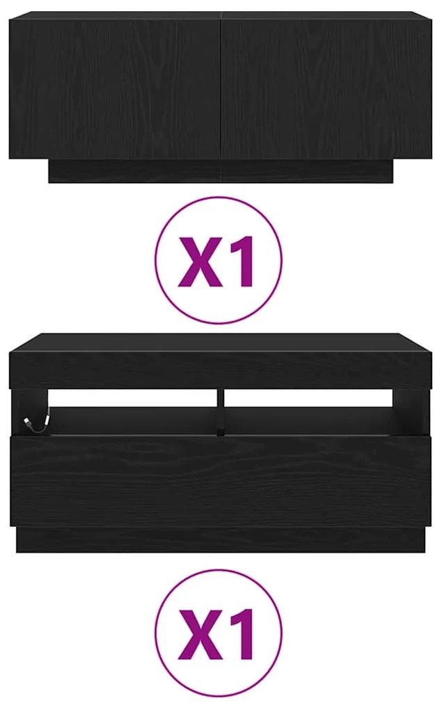 Aparador de TV vidaXL com Luzes LED em Madeira de Carvalho 180x35x40 c