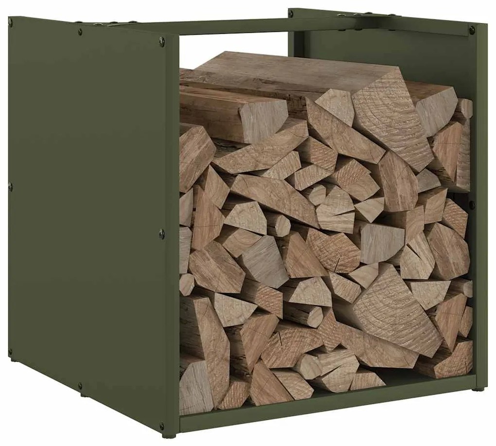 Suporte para lenha aço laminado a frio verde azeitona