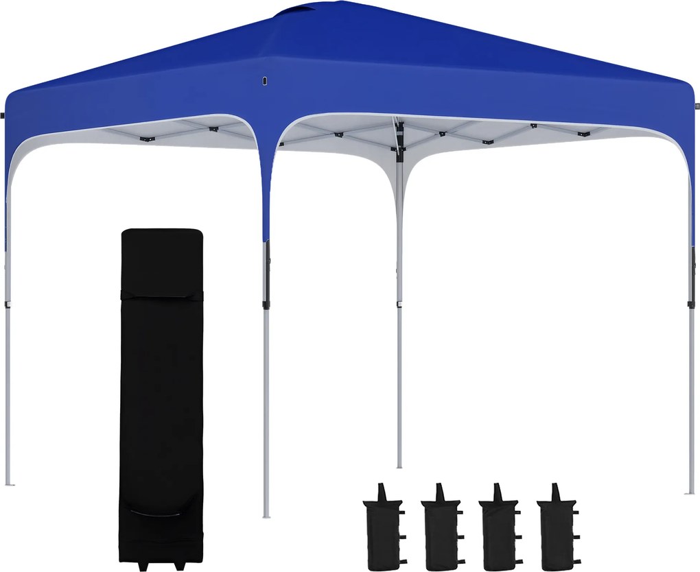 Outsunny Tenda Dobrável 2,5x2,5 m Tenda de Jardim para Festas e Campismo com Proteção UV50+ Altura Ajustável 4 Sacos de Areia e Bolsa de Transporte Azul | AOSOM Portugal