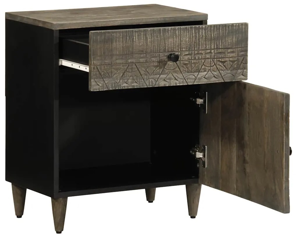 Mesa de cabeceira cinzento claro 50x33x60 cm