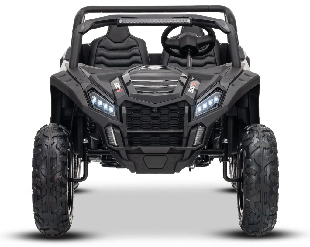 Carro elétrico para crianças UTV XXL 24V 2 Lugares em couro, travão de discos, luzes LED, rodas de borracha insufláveis com suspensão traseira, leitor