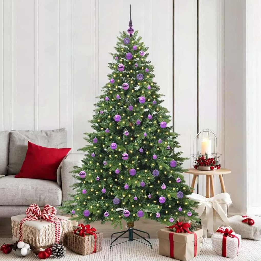 vidaXL Árvore de Natal Artificial com 300 LEDs Verde 180 cm PE e PVC
