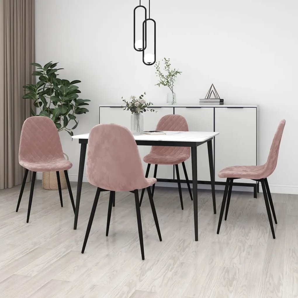 vidaXL Cadeiras de jantar 4 pcs veludo rosa