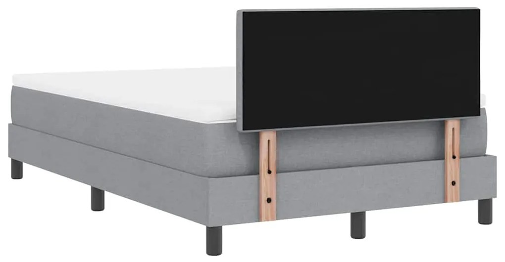 Cama Box com Colchão &amp; LED Cinza Claro 120x190 cm Tecido