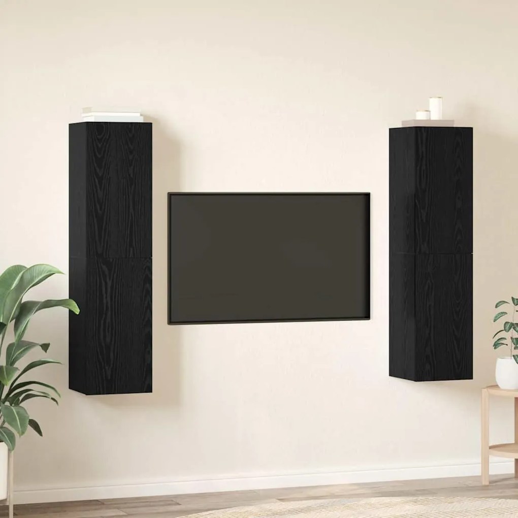 Conjunto de móvel de TV 4 pcs Carvalho preto 30.5 x 30 x 60 cm