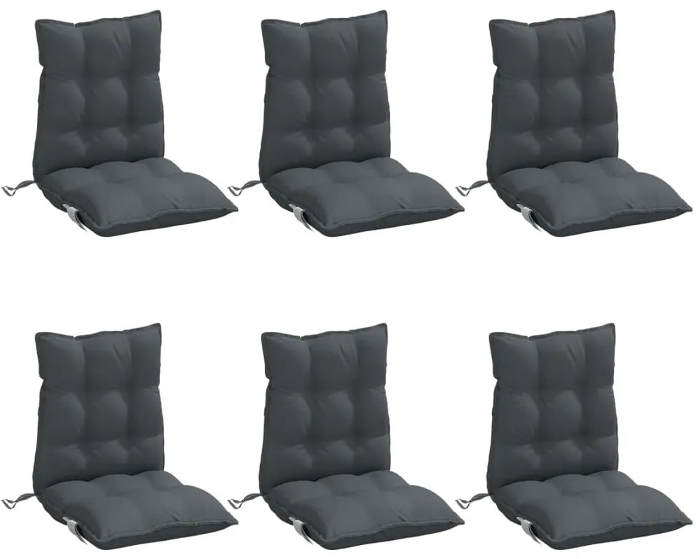 Almofadões cadeira encosto baixo 6 pcs tecido oxford antracite