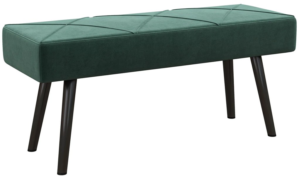 HOMCOM Banco de Pé de Cama Multifuncional e Moderno Banco de Dormitório com Pés de Aço e Assento Acolchoado 100x36x45 cm Verde | Aosom Portugal