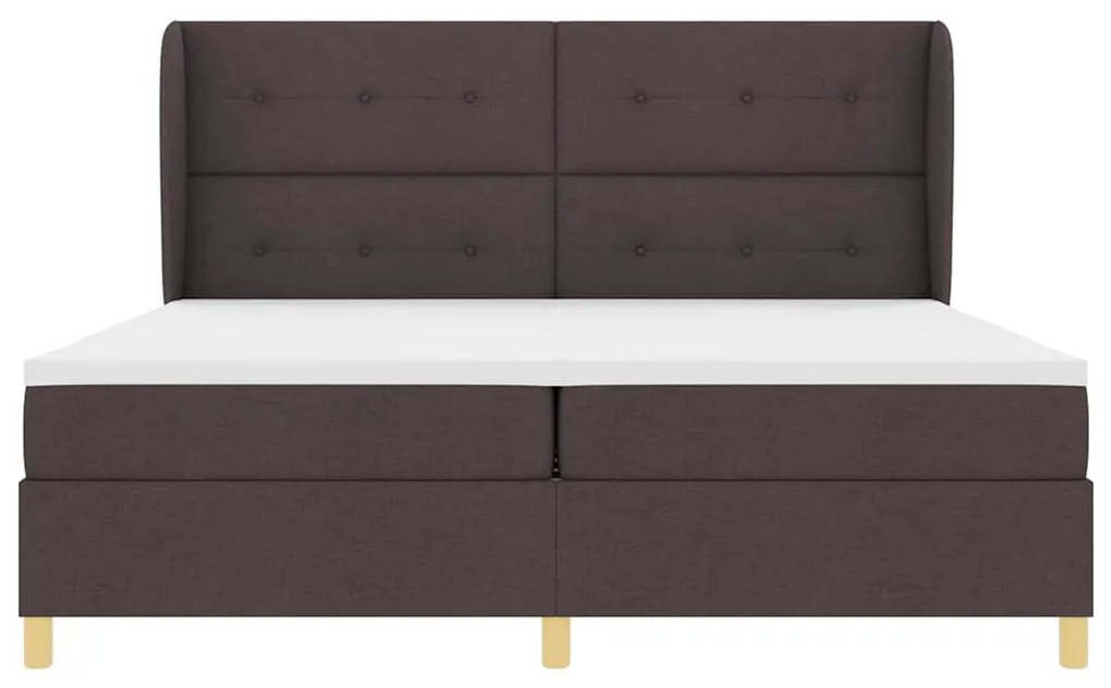 Cama Box Spring vidaXL com Colchão - Castanho Escuro, 200x200 cm, Teci