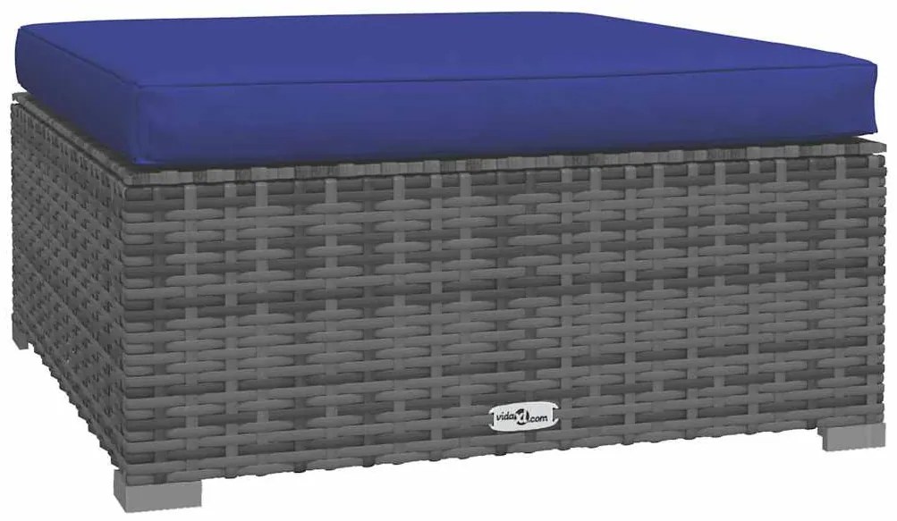 4 pcs conjunto lounge de jardim c/ almofadões vime PE cinzento
